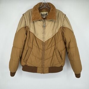 Vintage Trail Gear Pacific Trail Puffer Jacket Large Brown Western Yoke Corduroy